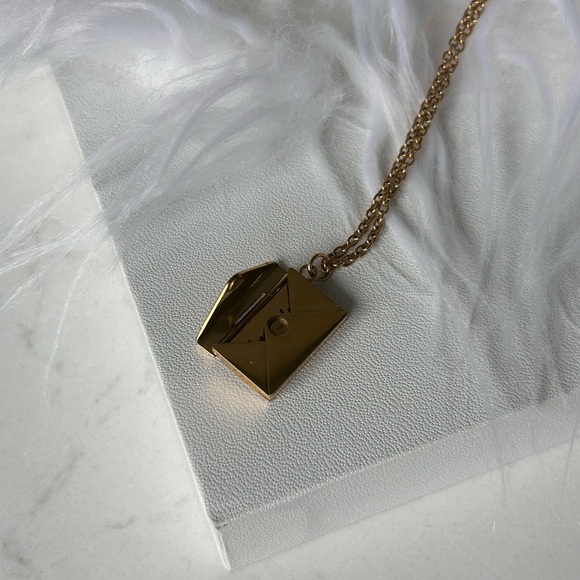 Gold Envelope Pendant Necklace - Picture 2 of 4